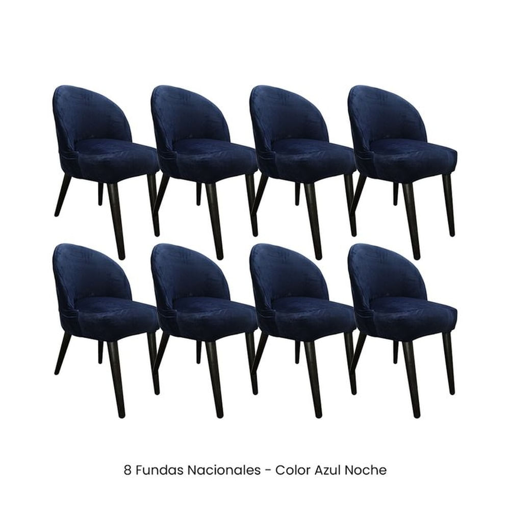 8 Fundas Nacionales de Terciopelo para Silla Vintage Curva - Azul Noche