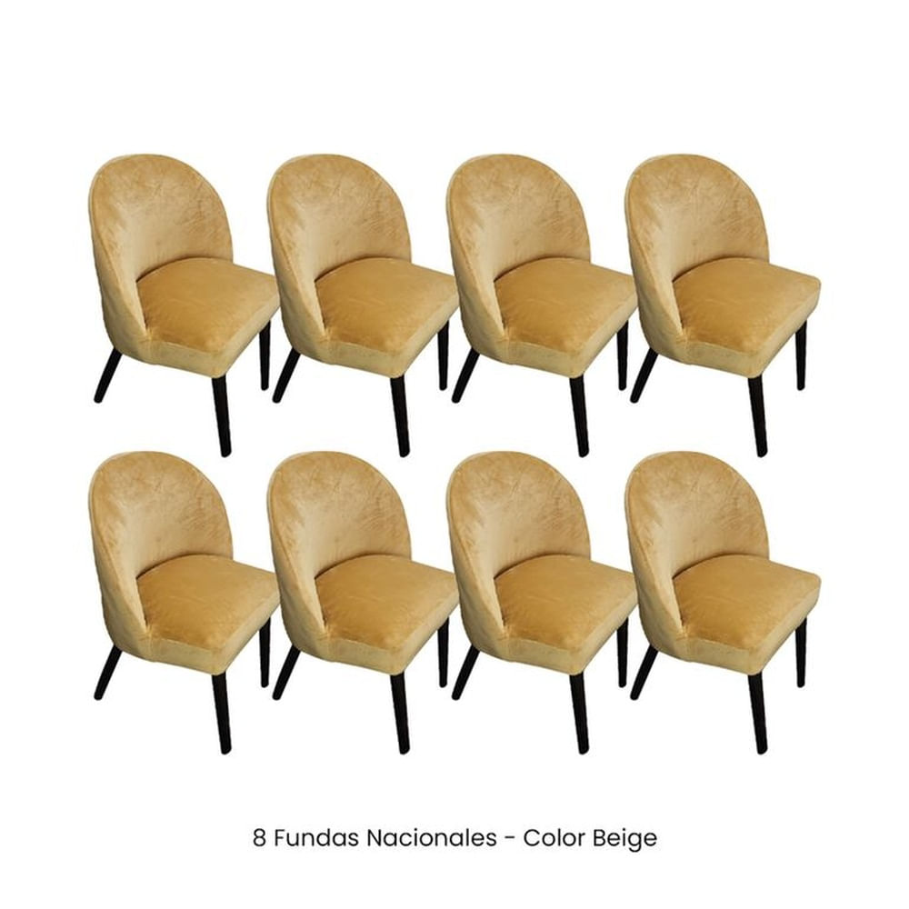 8 Fundas Nacionales de Terciopelo para Silla Vintage Curva - Camel
