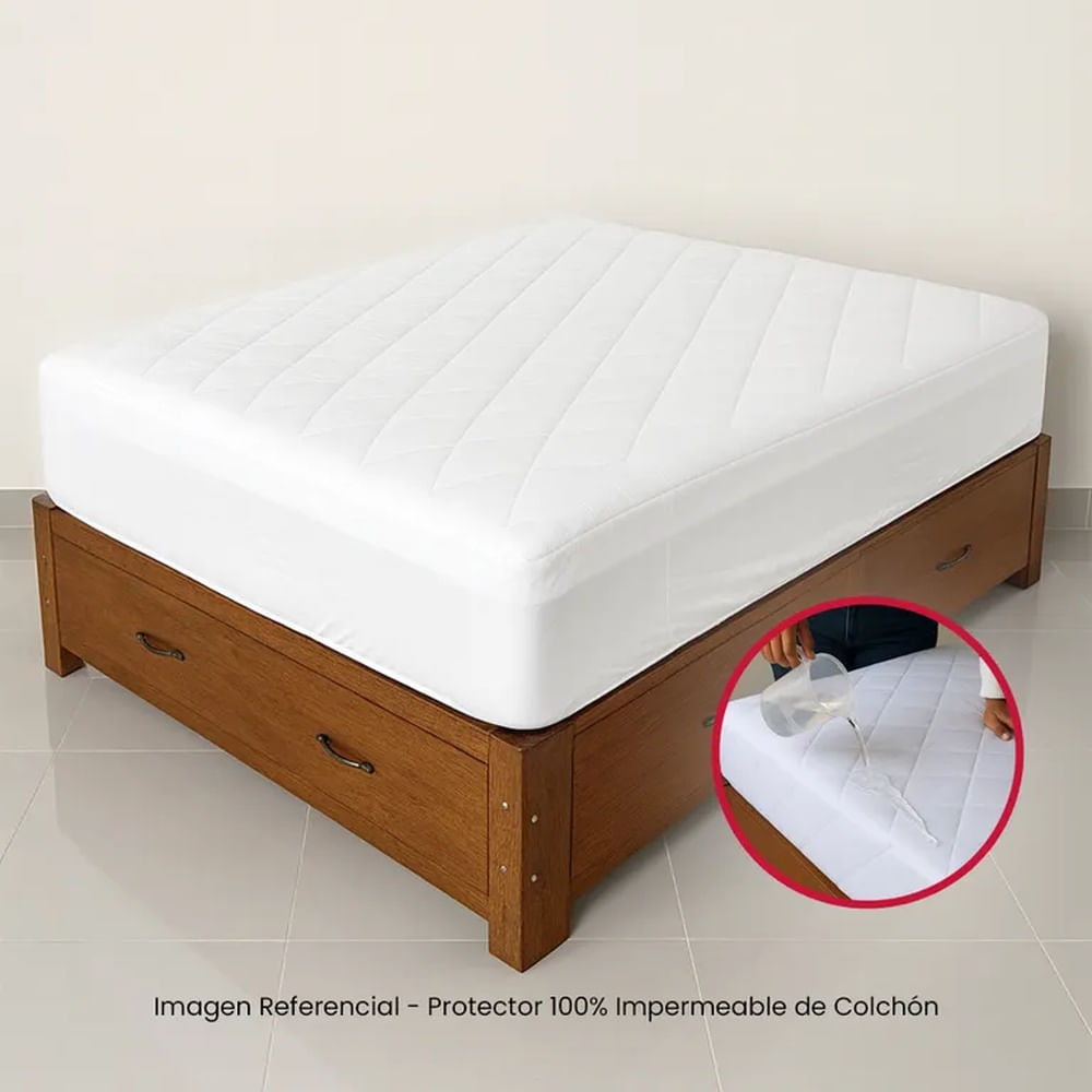 Protector de Colchón 100% impermeable - 1 Plaza Blanco