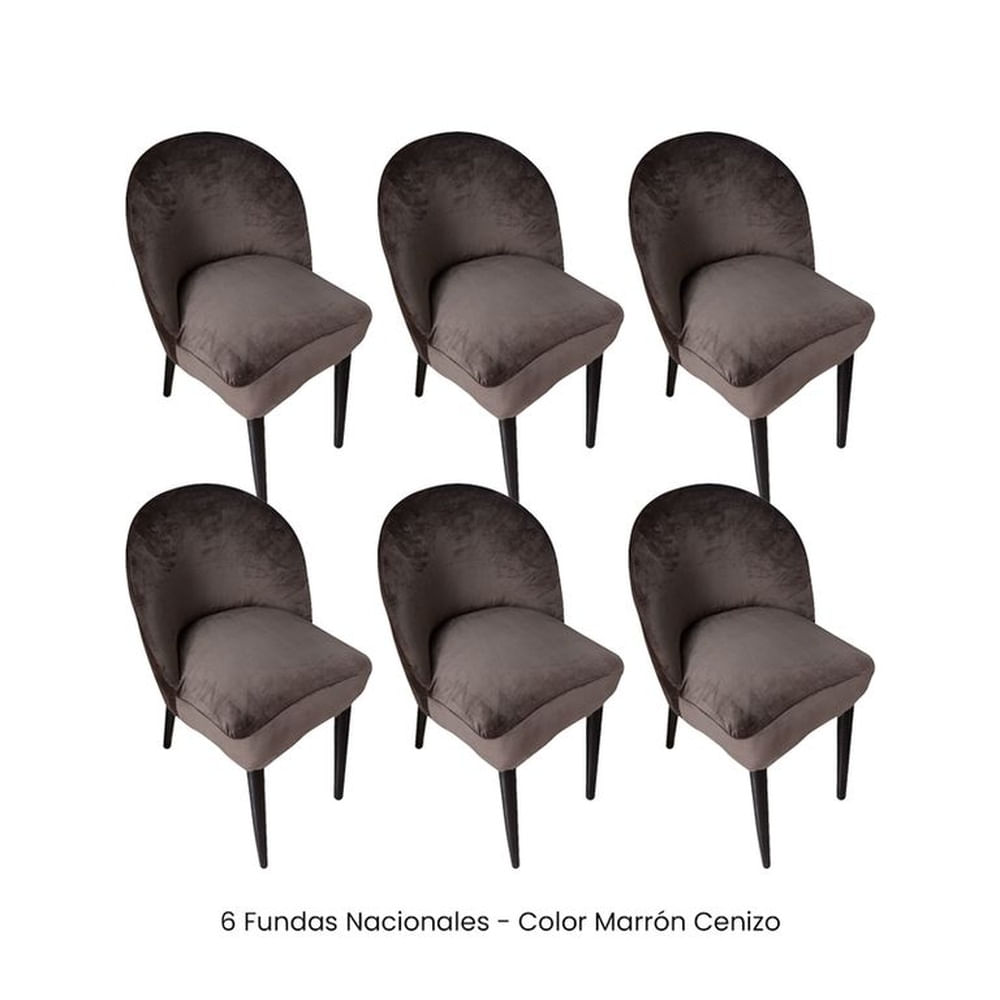 6 Fundas Nacionales de Terciopelo para Silla Vintage Curva - Marrón Cenizo