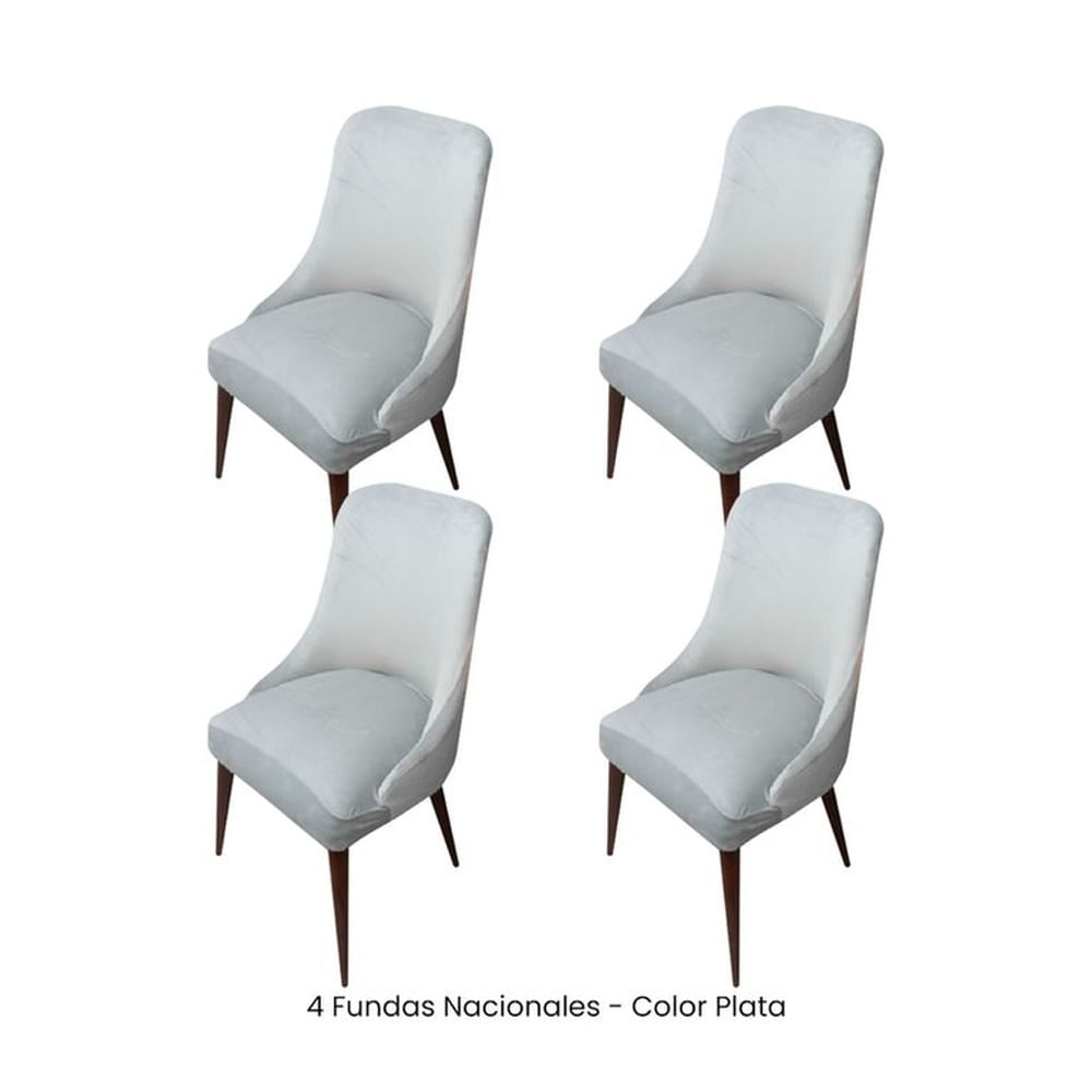 4 Fundas Nacionales de Terciopelo para Silla Brazo - Plata