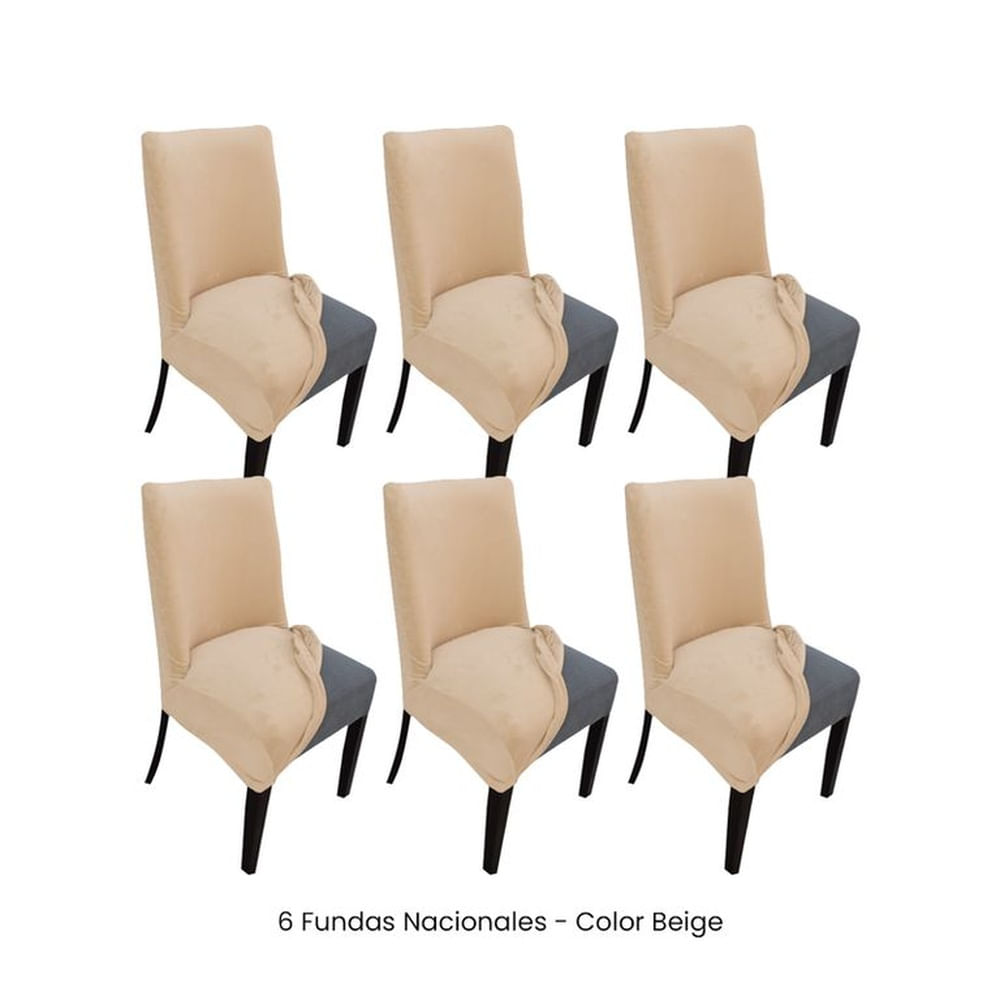 6 Fundas Nacionales de Terciopelo para Silla Butaca Curva - Beige