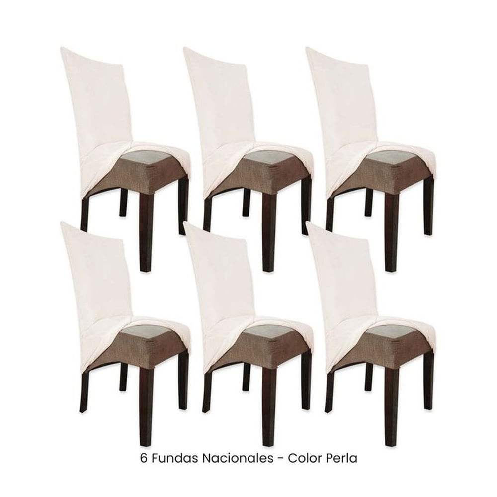 6 Fundas Nacionales de Terciopelo para Silla Recta - Perla