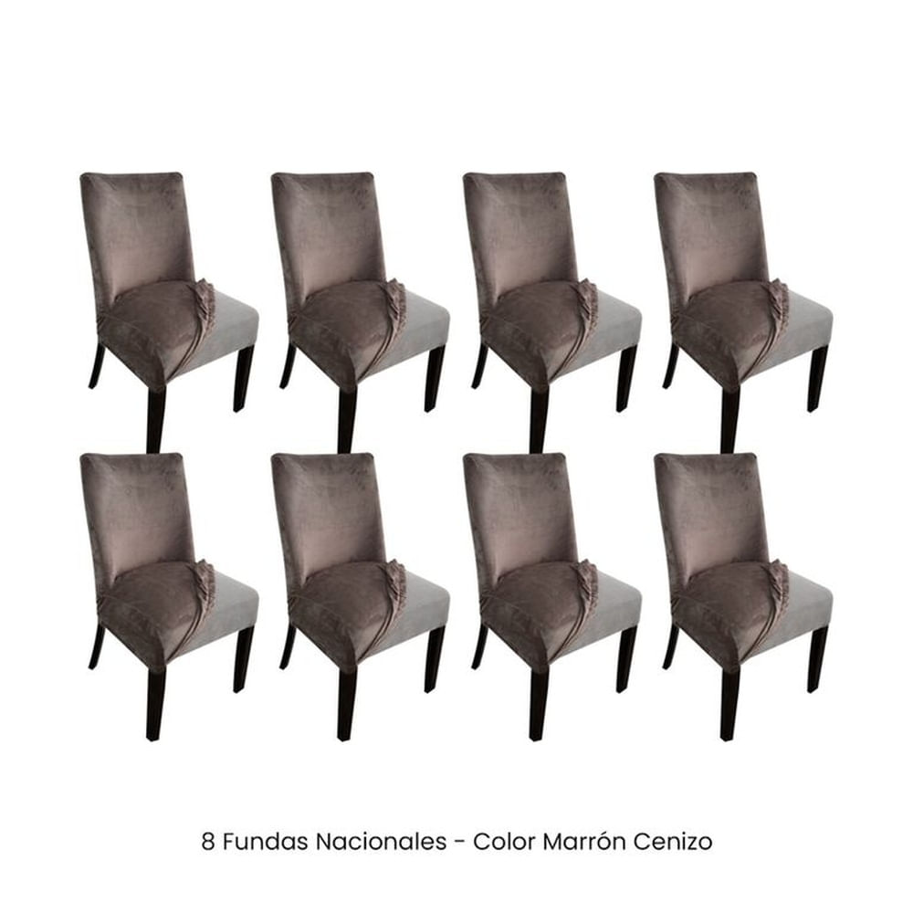 8 Fundas Nacionales de Terciopelo para Silla Butaca Curva - Marrón Cenizo