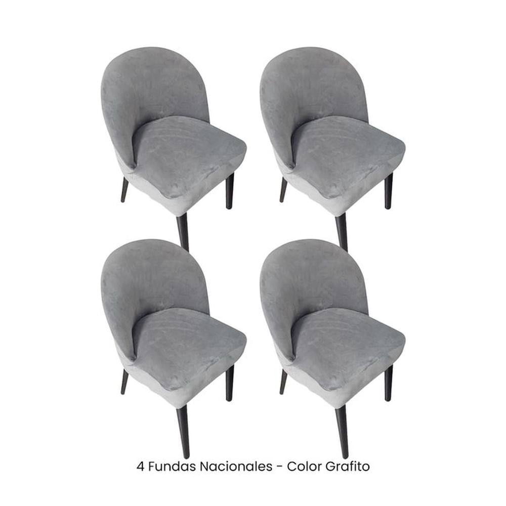 4 Fundas Nacionales de Terciopelo para Silla Vintage Curva - Grafito
