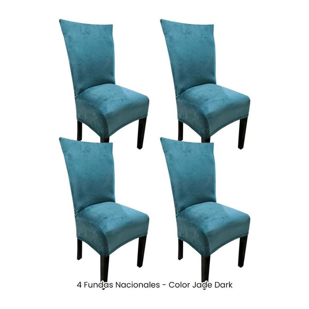 4 Fundas Nacionales de Terciopelo para Silla Recta - Jade Dark