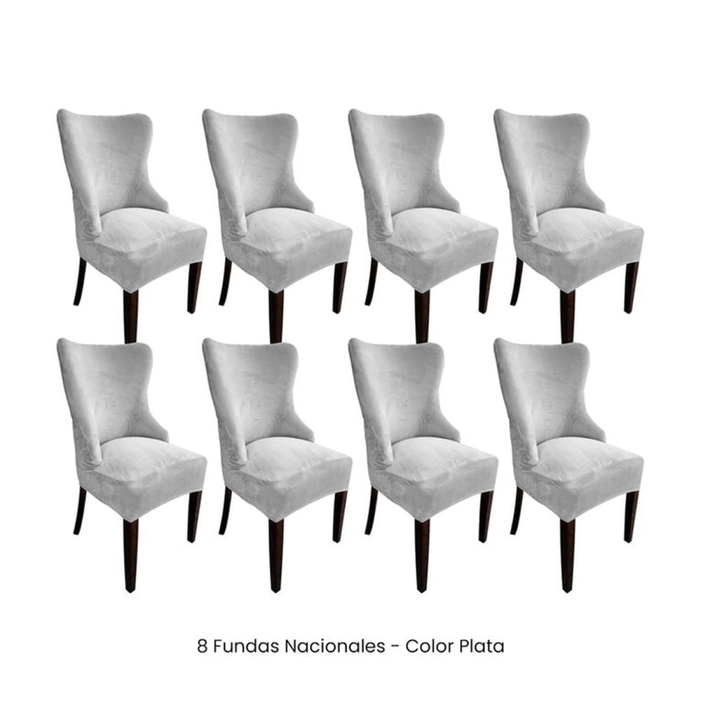 8 Fundas Nacionales de Terciopelo para Silla Princesa - Plata