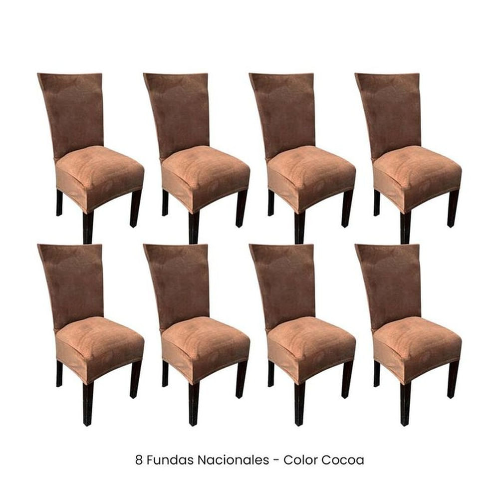 8 Fundas Nacionales de Terciopelo para Silla Recta - Cocoa