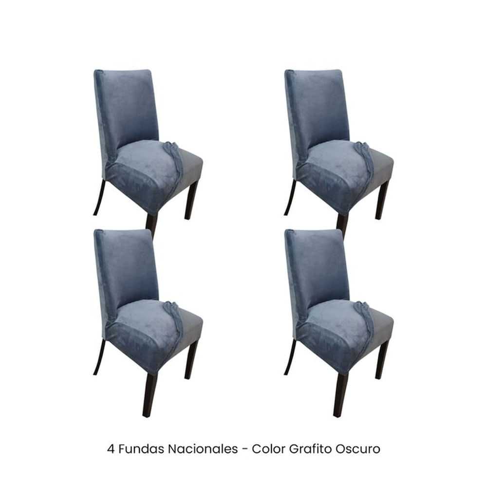 4 Fundas Nacionales de Terciopelo para Silla Butaca Curva - Grafito Oscuro