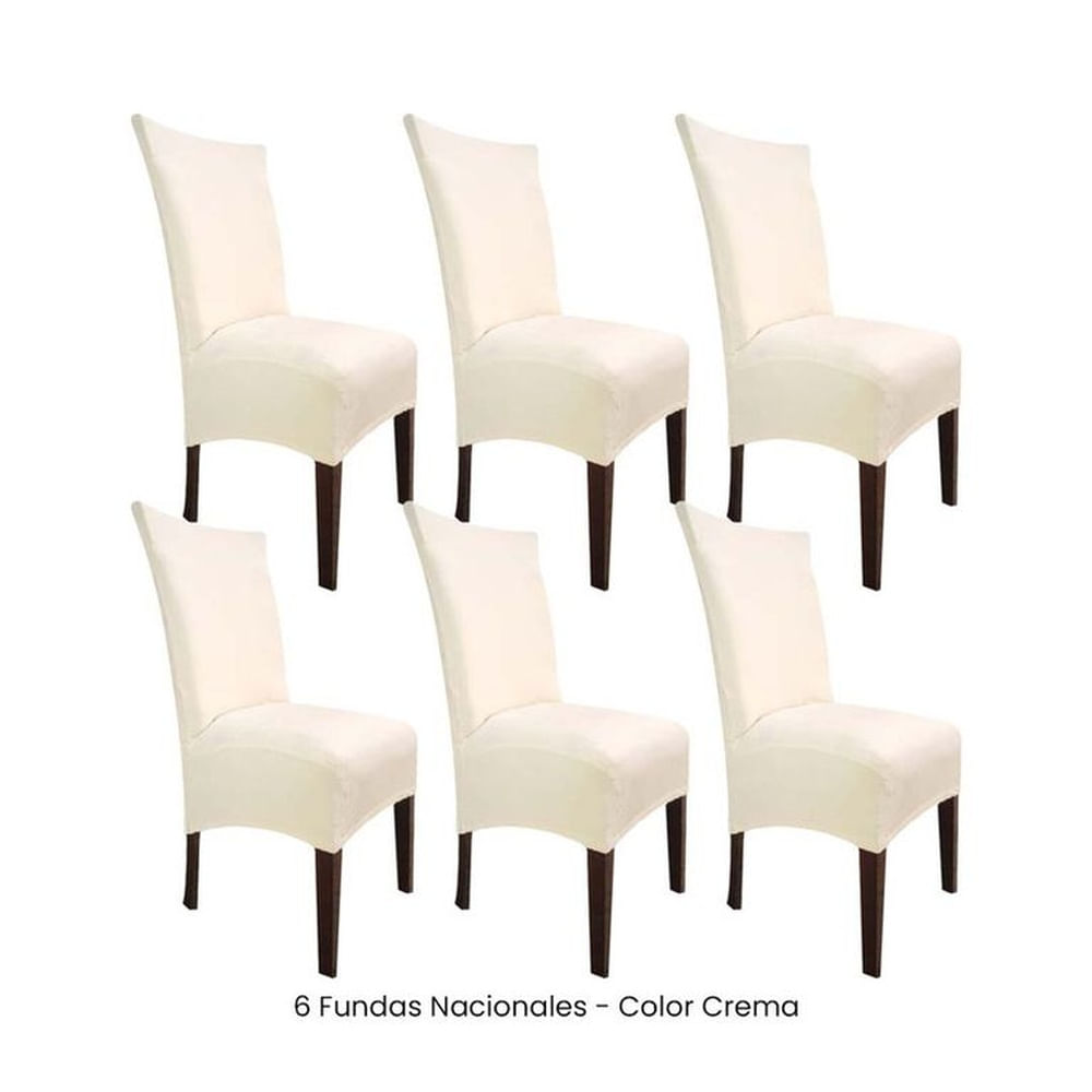 6 Fundas Nacionales de Terciopelo para Silla Recta - Crema
