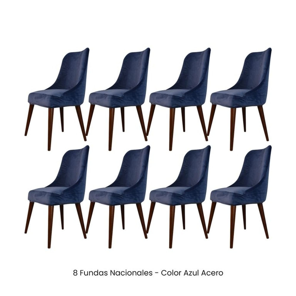 8 Fundas Nacionales de Terciopelo para Silla Brazo - Azul Acero