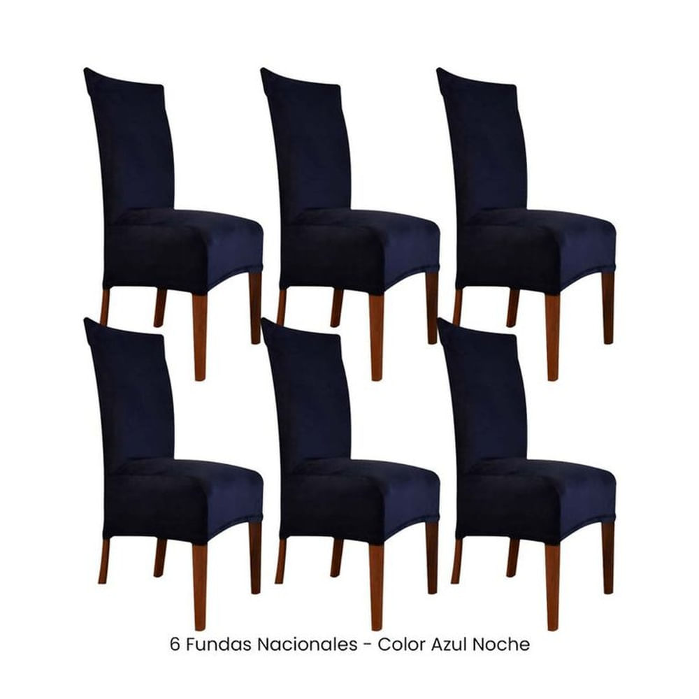 6 Fundas Nacionales de Terciopelo para Silla Recta - Azul Noche