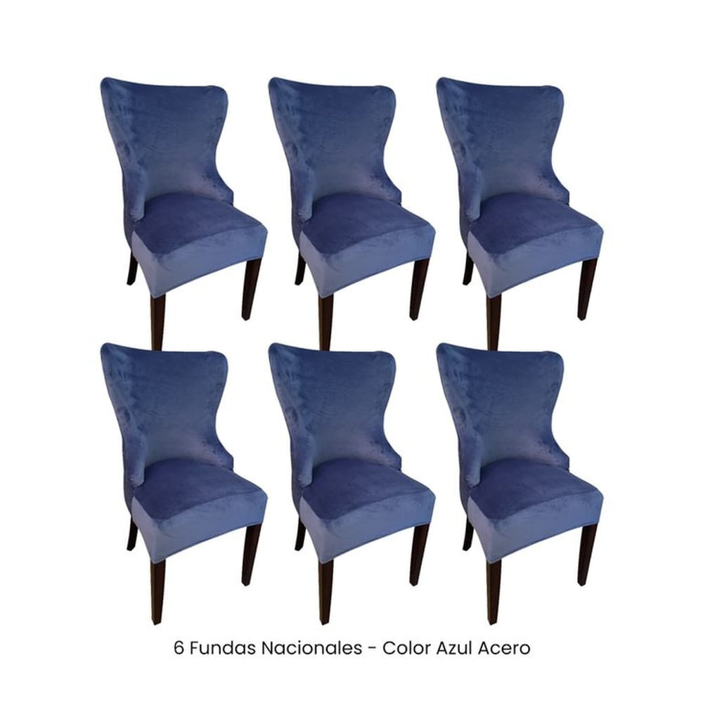 6 Fundas Nacionales de Terciopelo para Silla Princesa - Azul Acero