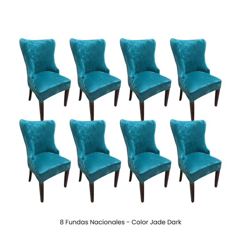 8 Fundas Nacionales de Terciopelo para Silla Princesa - Jade Dark