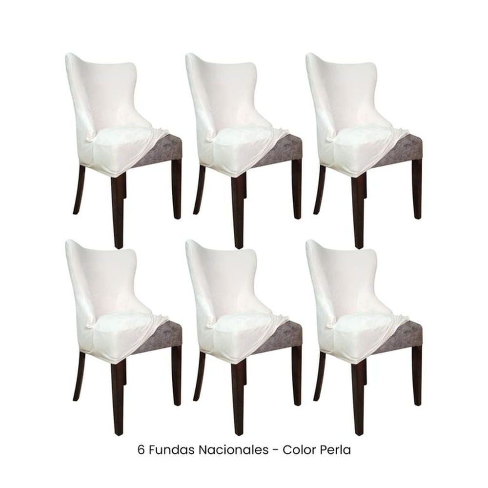 6 Fundas Nacionales de Terciopelo para Silla Princesa - Perla