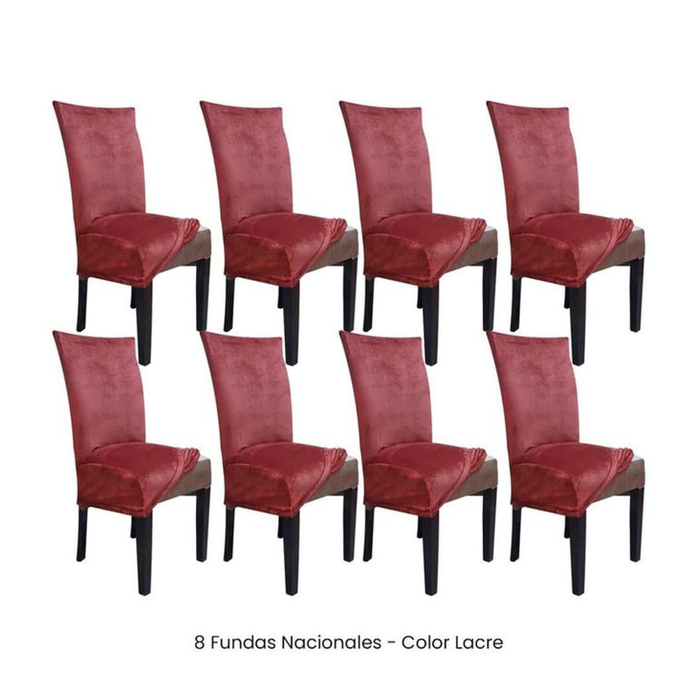 8 Fundas Nacionales de Terciopelo para Silla Recta - Lacre