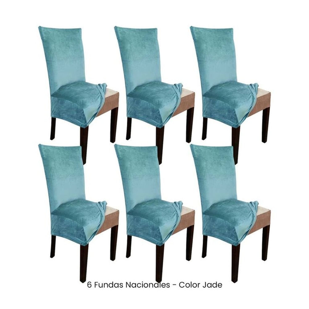 6 Fundas Nacionales de Terciopelo para Silla Recta - Jade