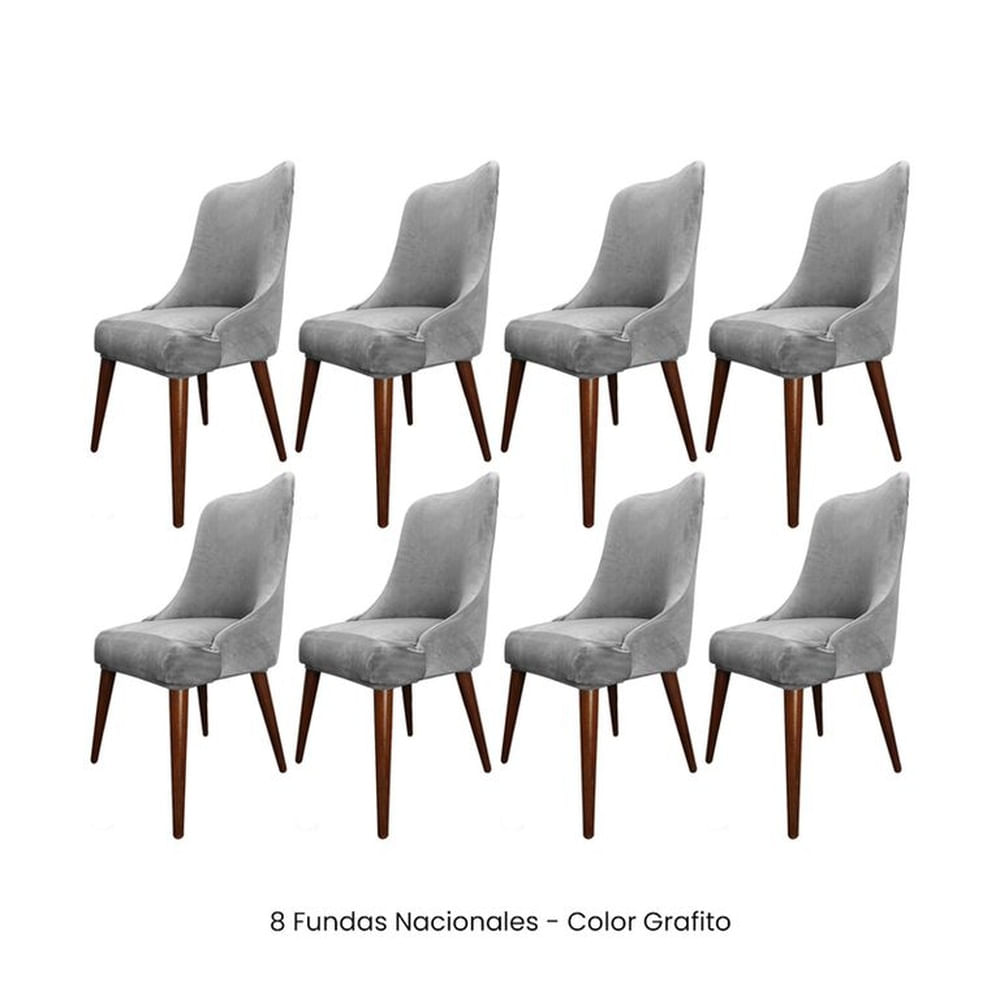 8 Fundas Nacionales de Terciopelo para Silla Brazo - Grafito
