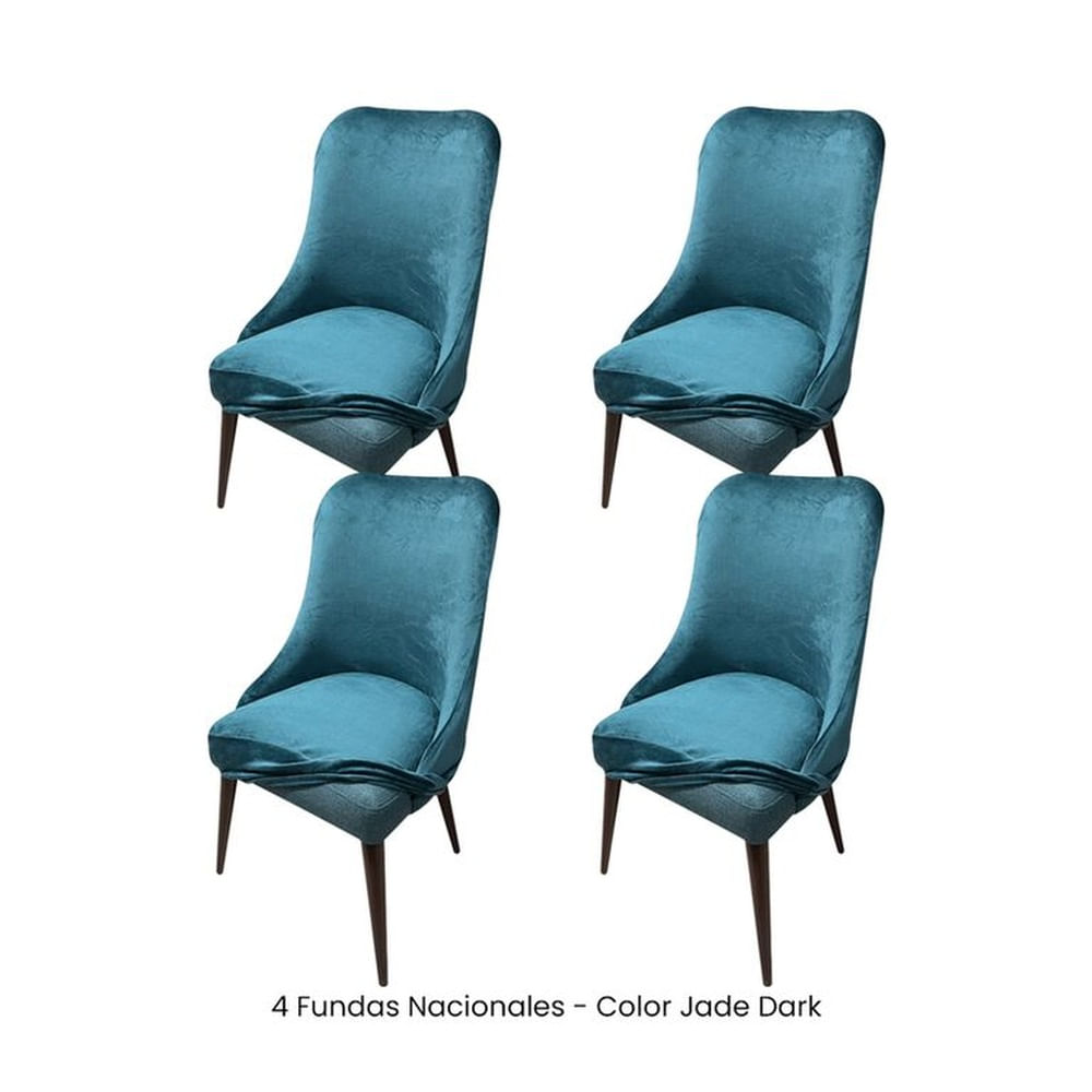 4 Fundas Nacionales de Terciopelo para Silla Brazo - Jade Dark