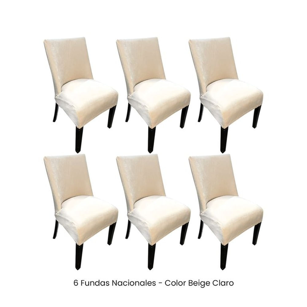 6 Fundas Nacionales de Terciopelo para Silla Butaca Curva - Beige Claro
