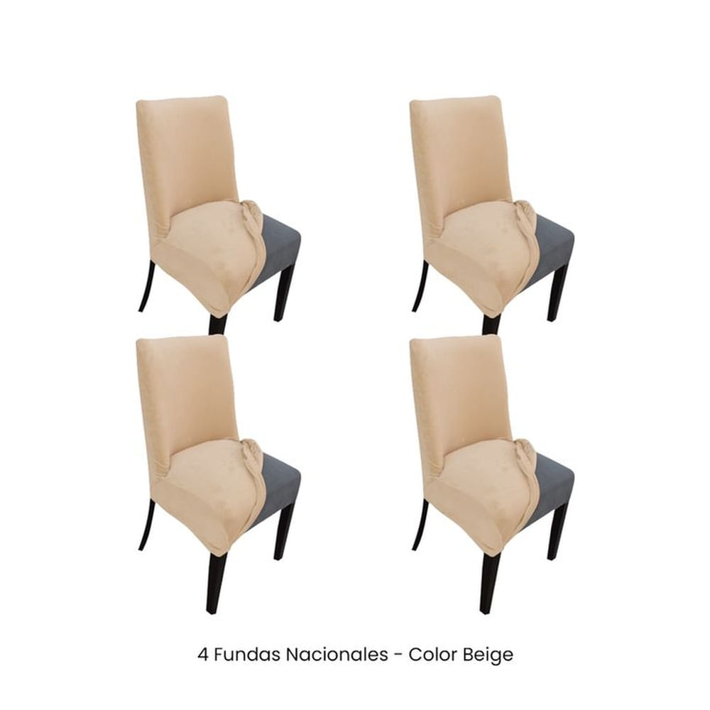 4 Fundas Nacionales de Terciopelo para Silla Butaca Curva - Beige