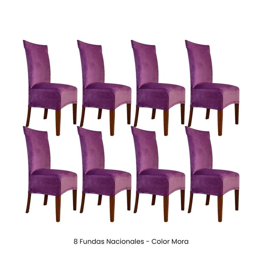8 Fundas Nacionales de Terciopelo para Silla Recta - Mora