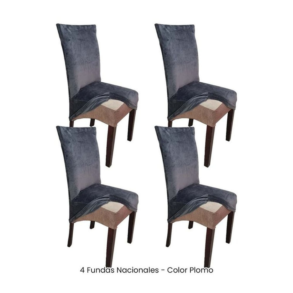 4 Fundas Nacionales de Terciopelo para Silla Recta - Plomo Rata