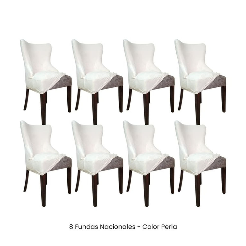 8 Fundas Nacionales de Terciopelo para Silla Princesa - Perla