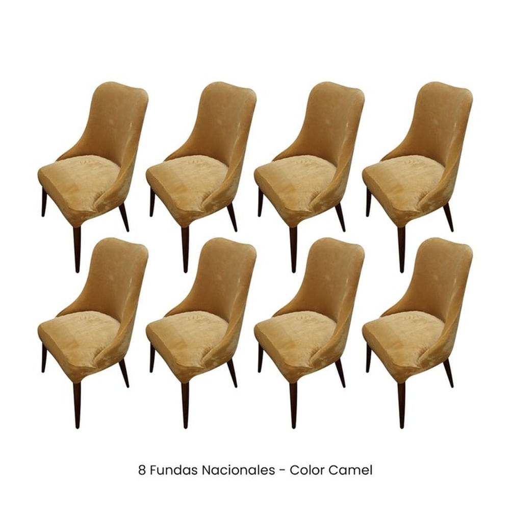 8 Fundas Nacionales de Terciopelo para Silla Brazo - Camel