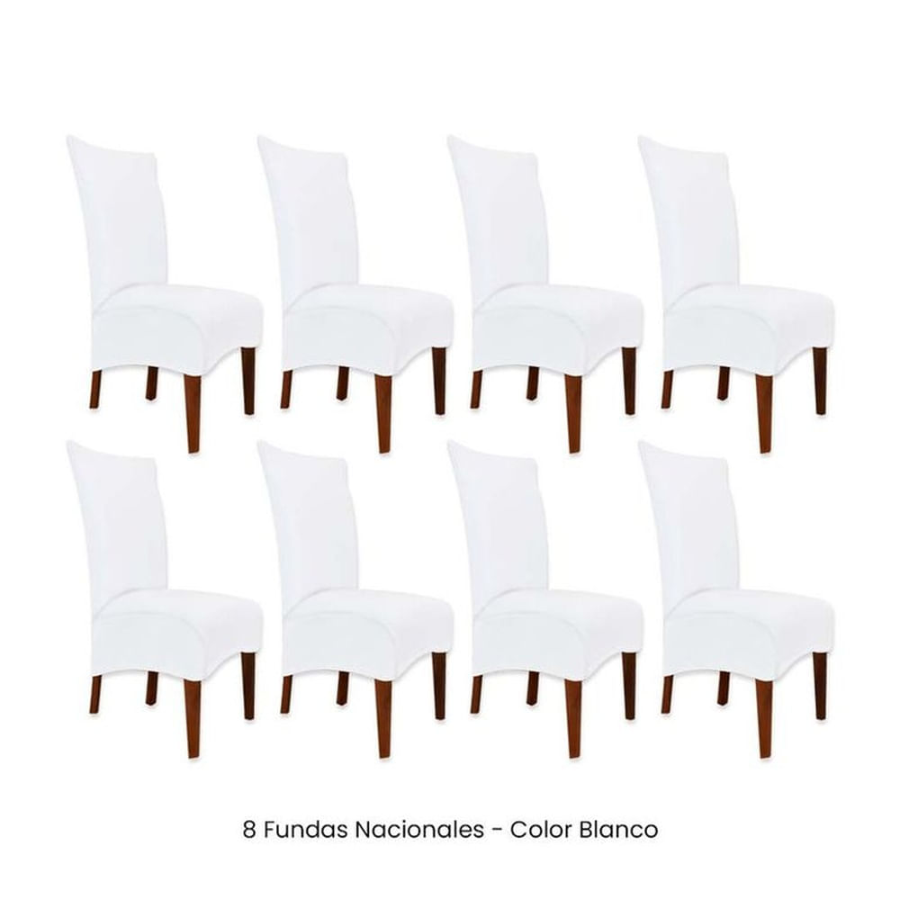 8 Fundas Nacionales de Terciopelo para Silla Recta - Blanco