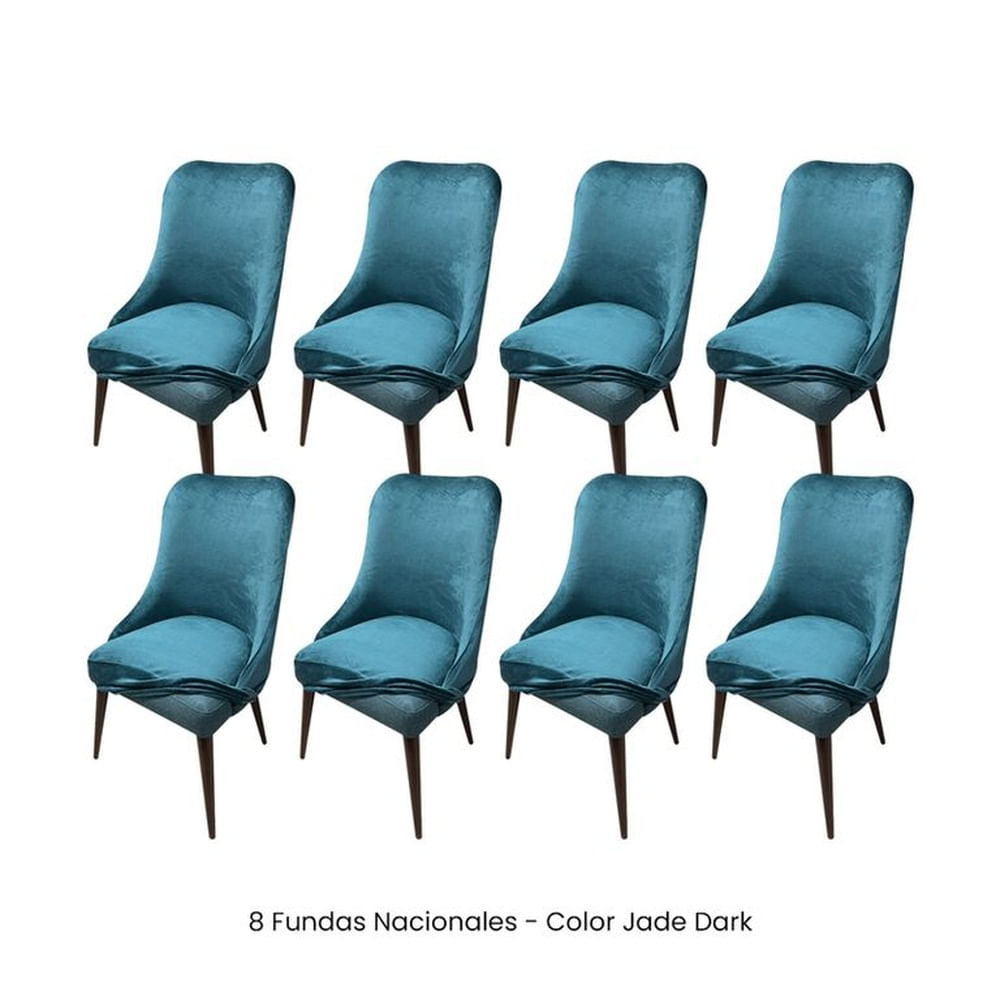 8 Fundas Nacionales de Terciopelo para Silla Brazo - Jade Dark