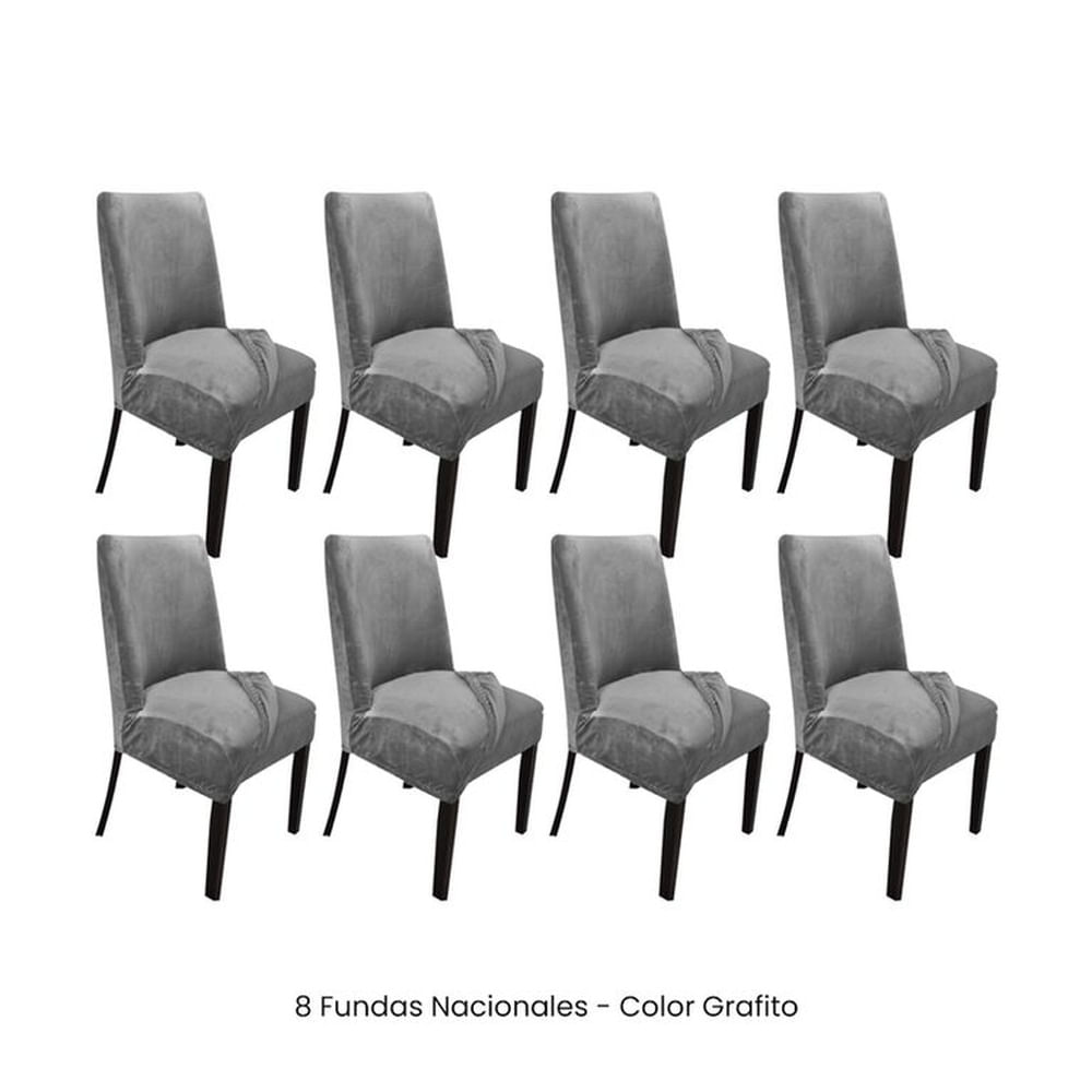 8 Fundas Nacionales de Terciopelo para Silla Butaca Curva - Grafito