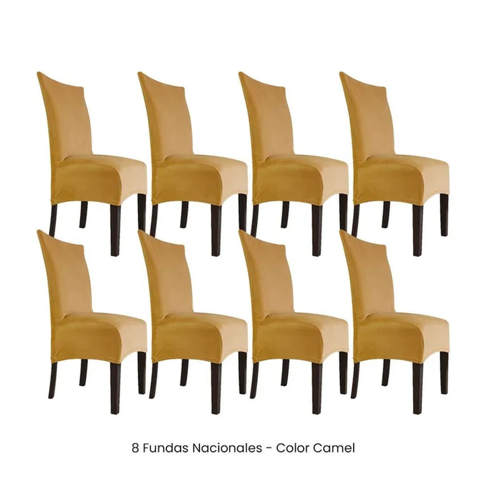 8 Fundas Nacionales de Terciopelo para Silla Recta - Camel