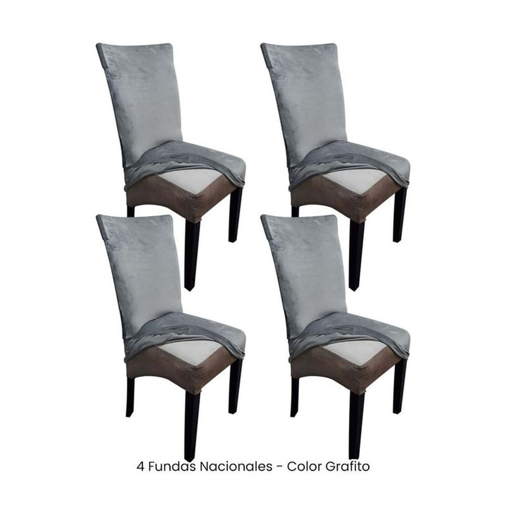 4 Fundas Nacionales de Terciopelo para Silla Recta - Grafito