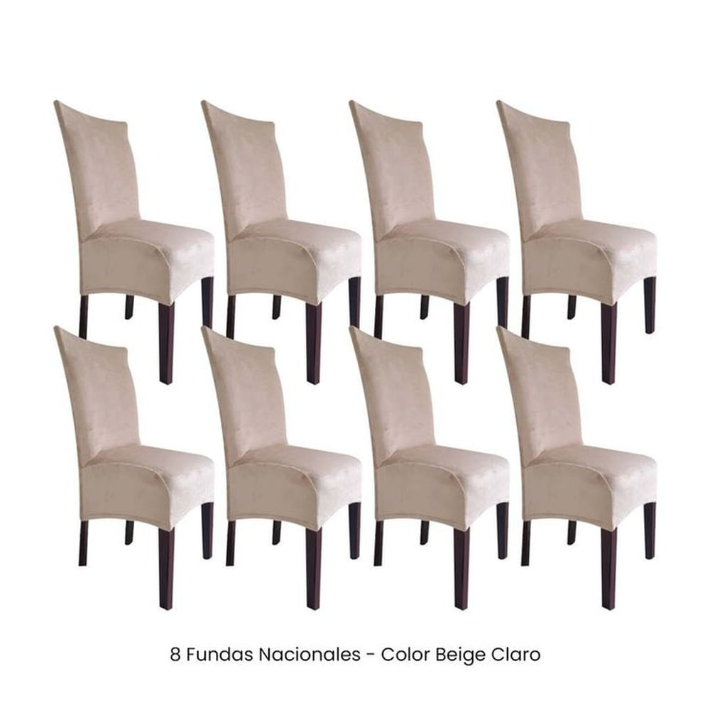 8 Fundas Nacionales de Terciopelo para Silla Recta - Beige Claro