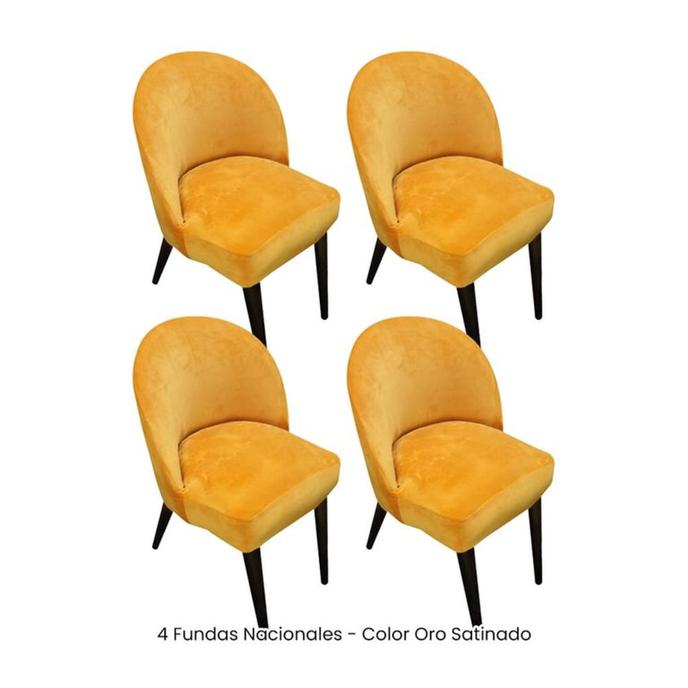4 Fundas Nacionales de Terciopelo para Silla Vintage Curva - Oro Satinado