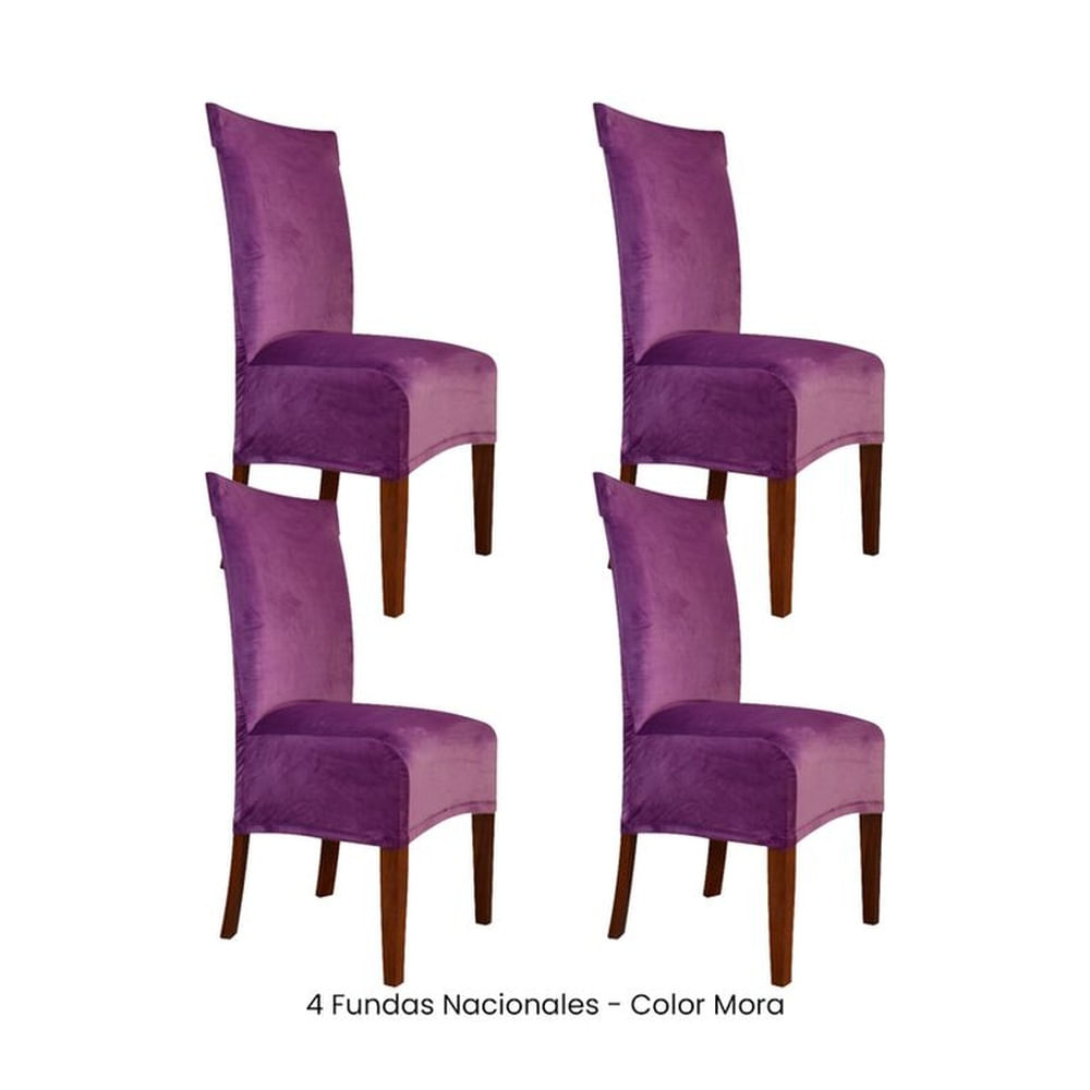 4 Fundas Nacionales de Terciopelo para Silla Recta - Mora