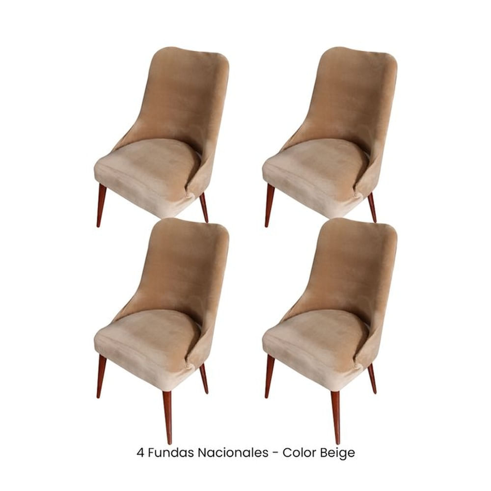 4 Fundas Nacionales de Terciopelo para Silla Brazo - Beige
