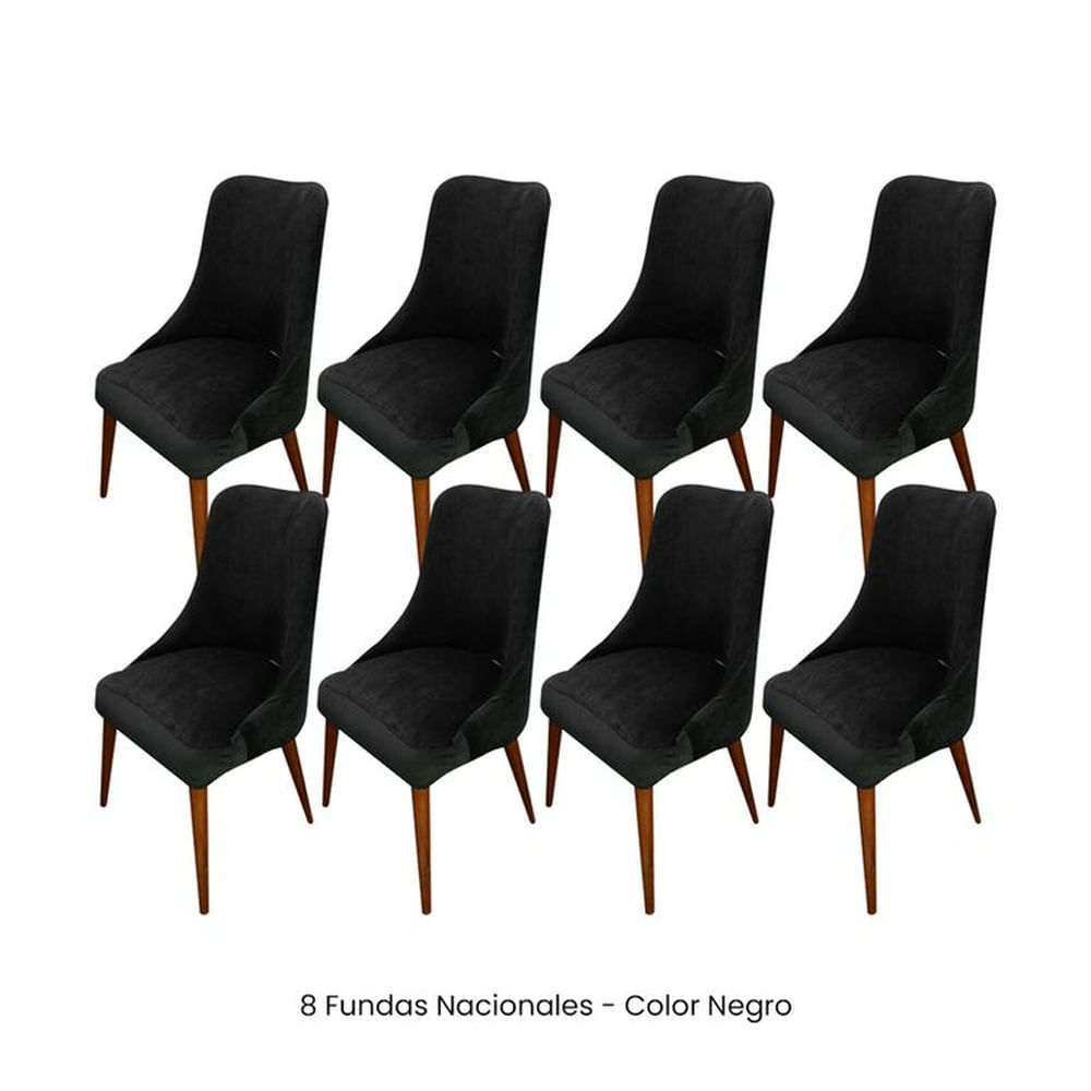 8 Fundas Nacionales de Terciopelo para Silla Brazo - Negro