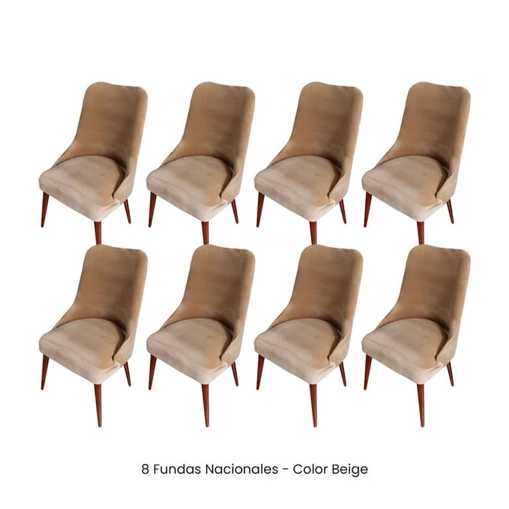 8 Fundas Nacionales de Terciopelo para Silla Brazo - Beige