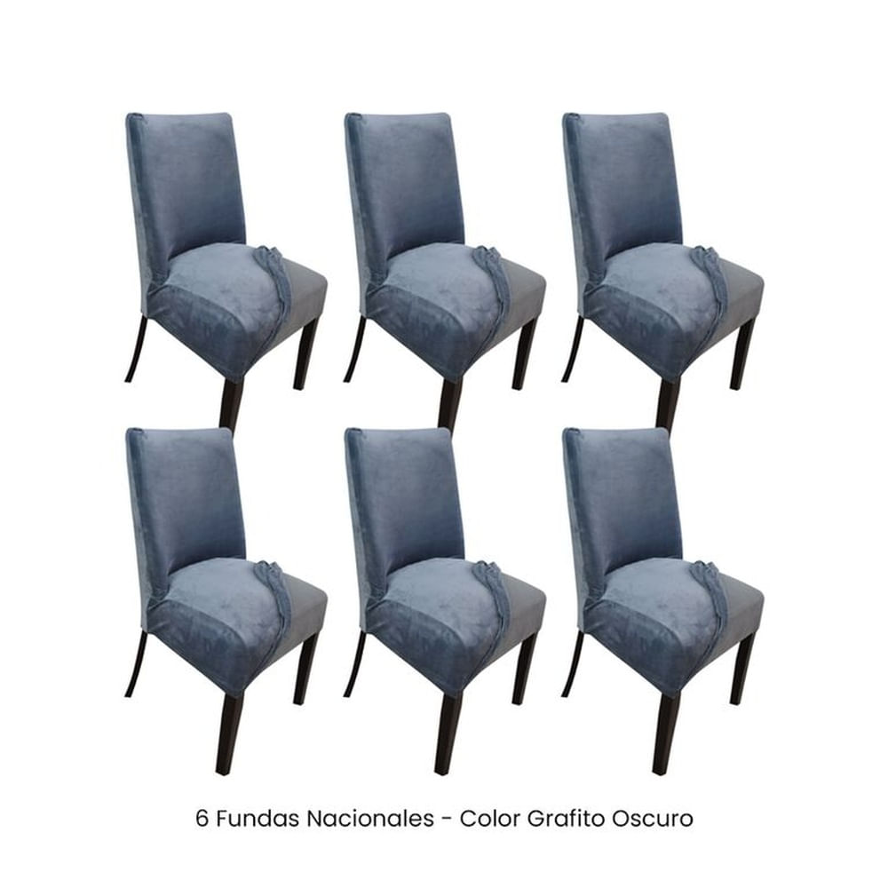 6 Fundas Nacionales de Terciopelo para Silla Butaca Curva - Grafito Oscuro