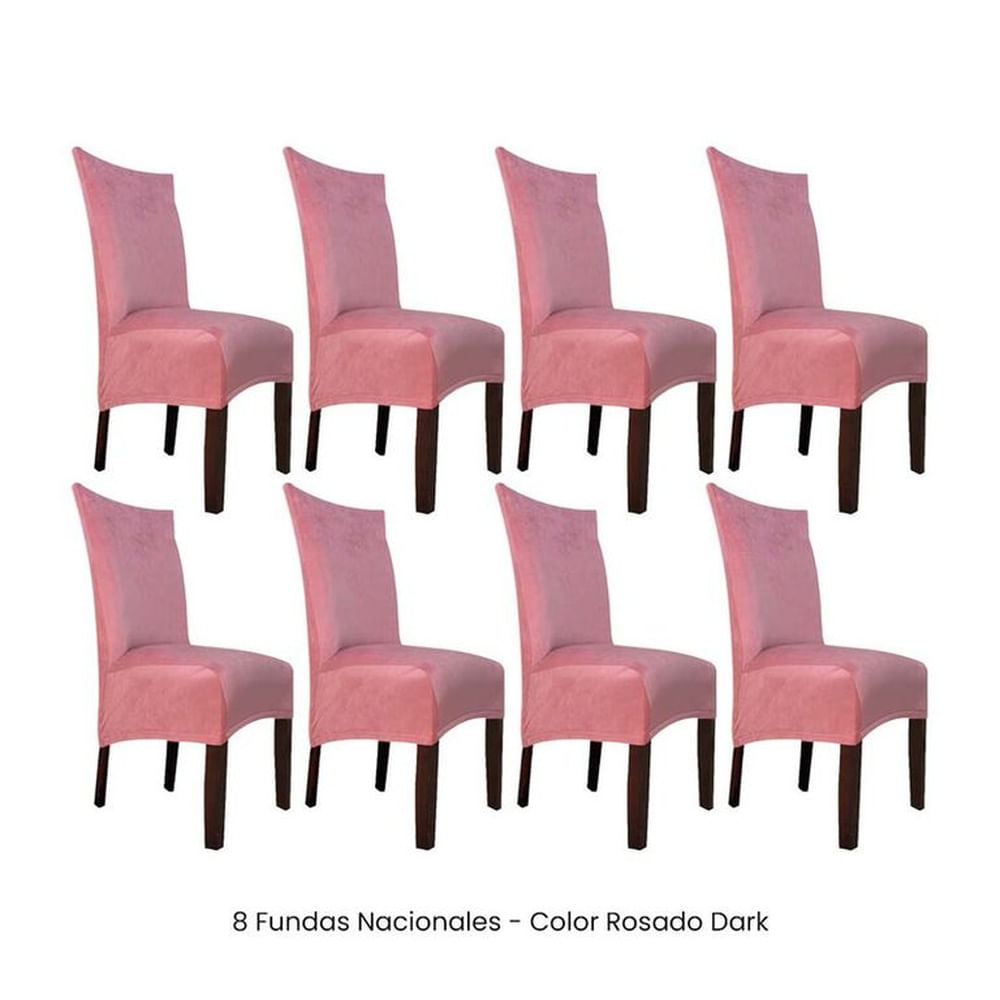 8 Fundas Nacionales de Terciopelo para Silla Recta - Rosado Dark
