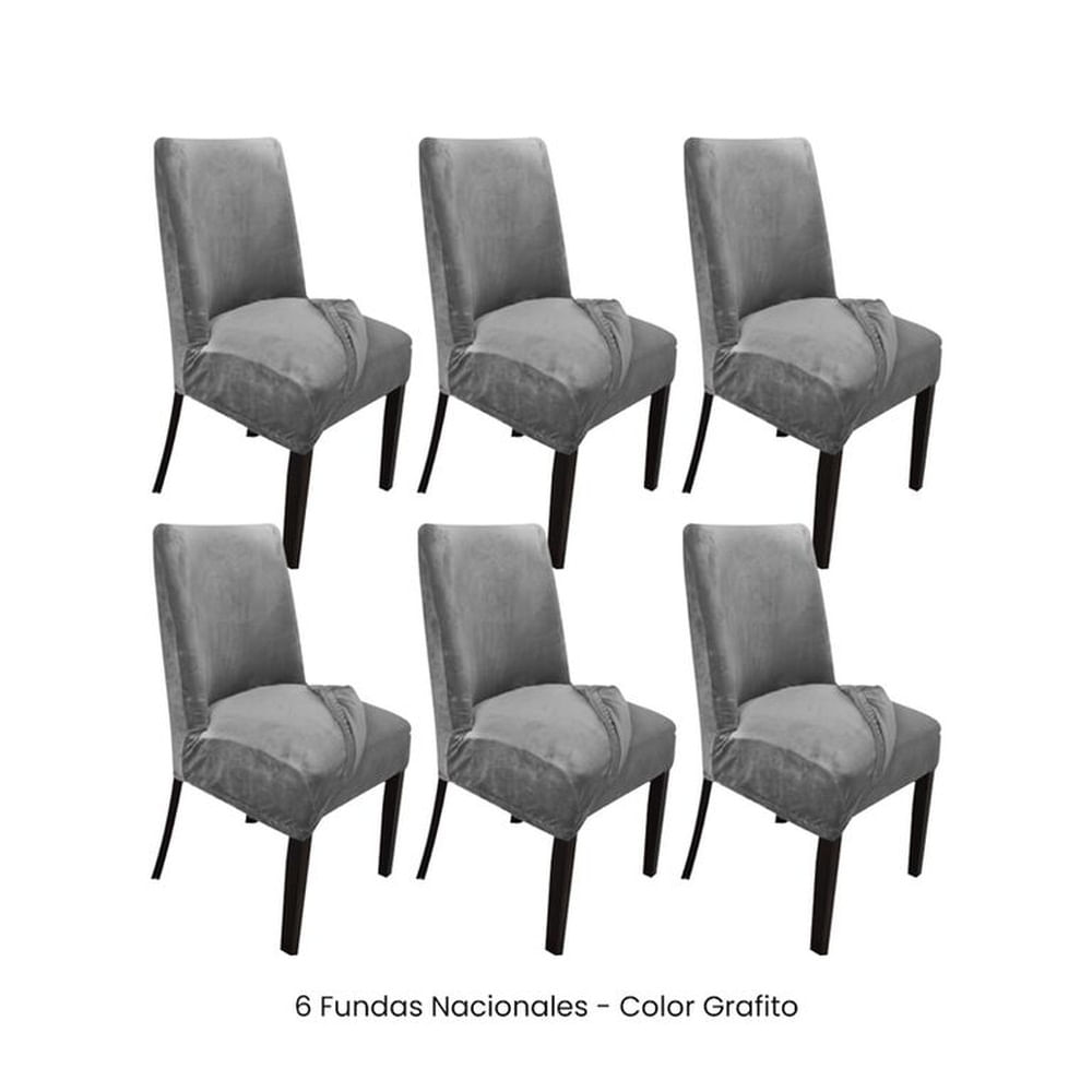 6 Fundas Nacionales de Terciopelo para Silla Butaca Curva - Grafito