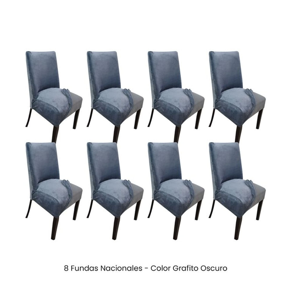8 Fundas Nacionales de Terciopelo para Silla Butaca Curva - Grafito Oscuro