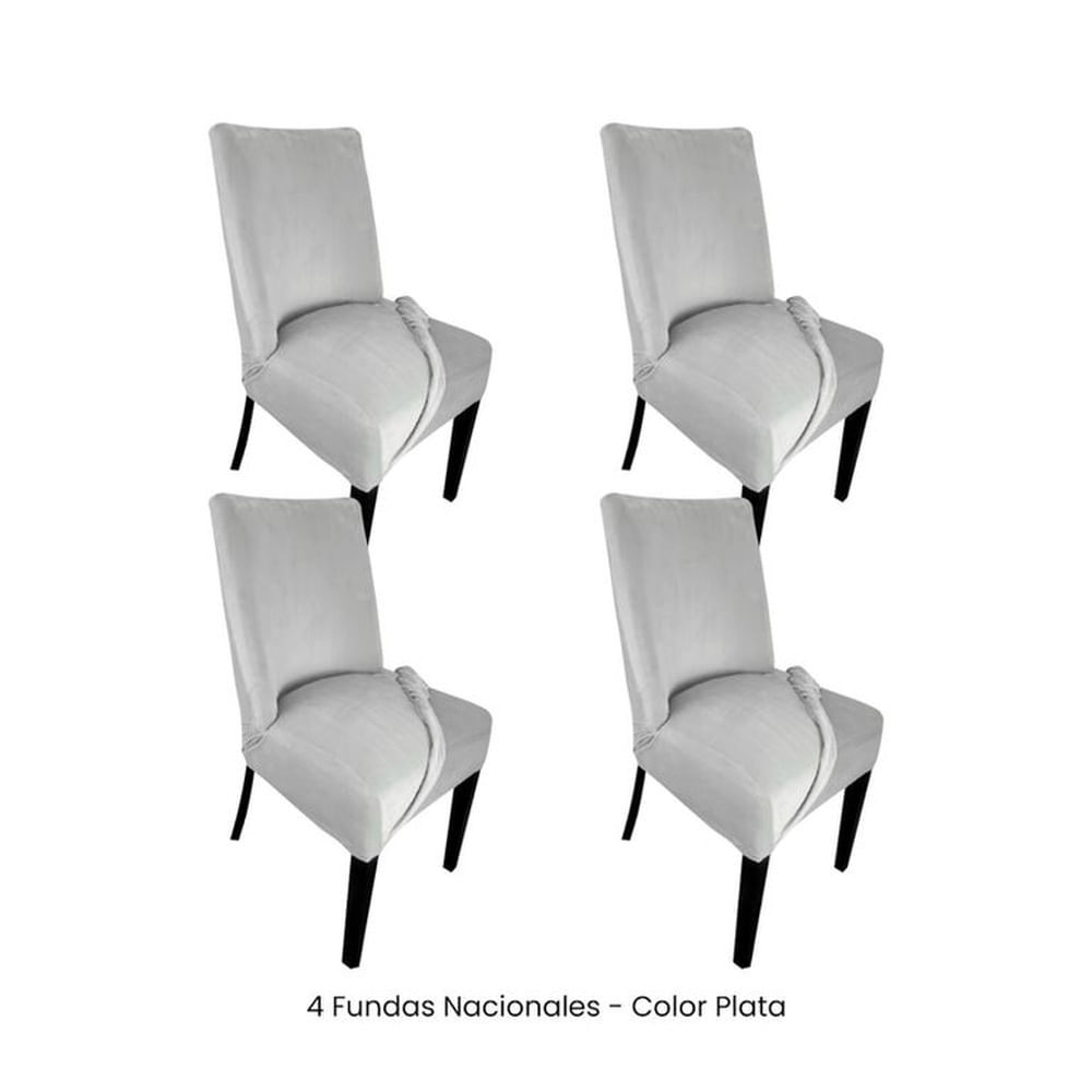 4 Fundas Nacionales de Terciopelo para Silla Butaca Curva - Plata