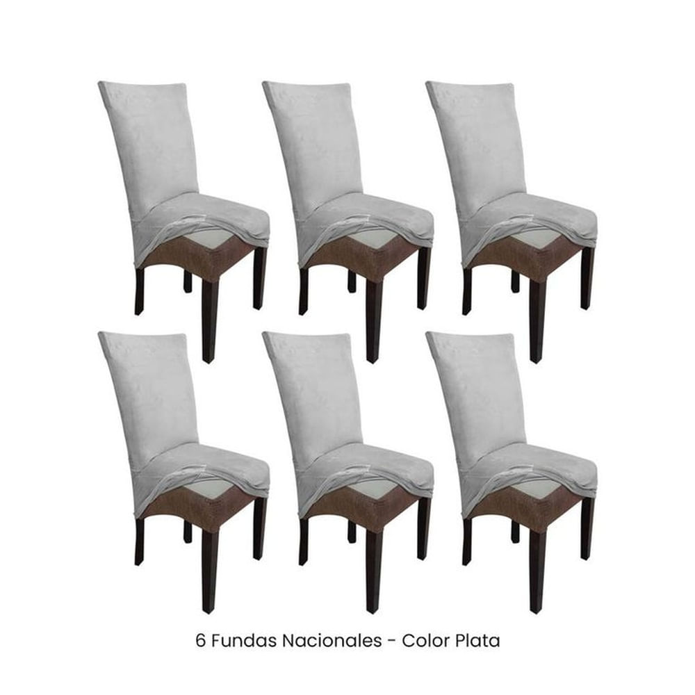 6 Fundas Nacionales de Terciopelo para Silla Recta - Plata