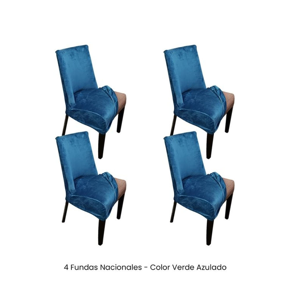 4 Fundas Nacionales de Terciopelo para Silla Butaca Curva - Verde Azulado