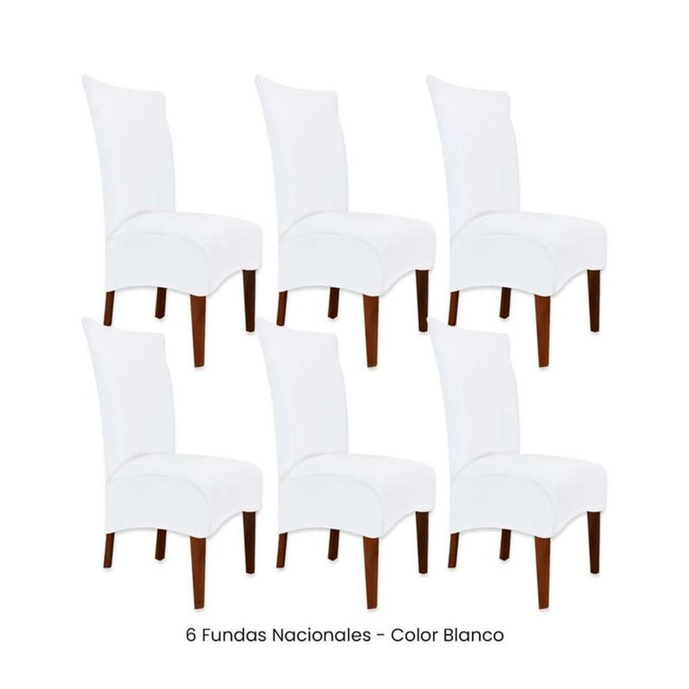 6 Fundas Nacionales de Terciopelo para Silla Recta - Blanco