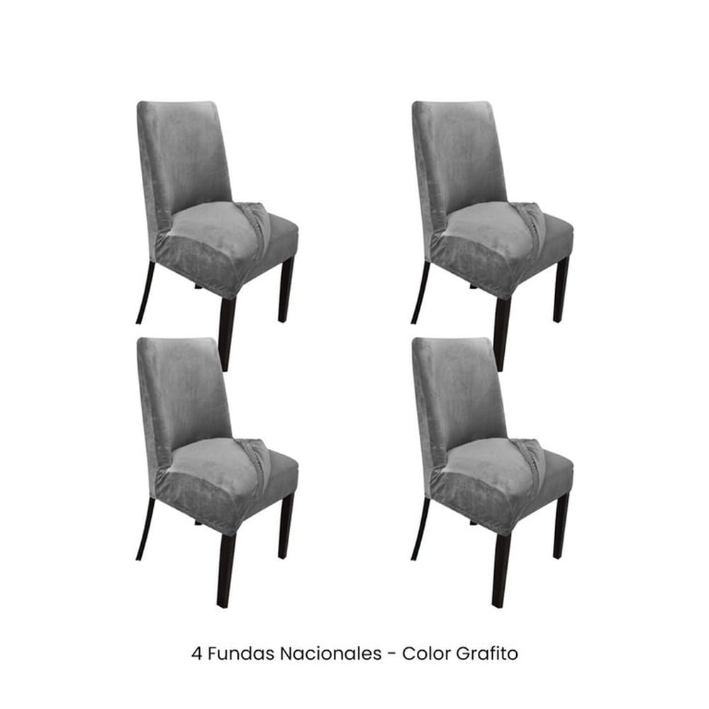 4 Fundas Nacionales de Terciopelo para Silla Butaca Curva - Grafito