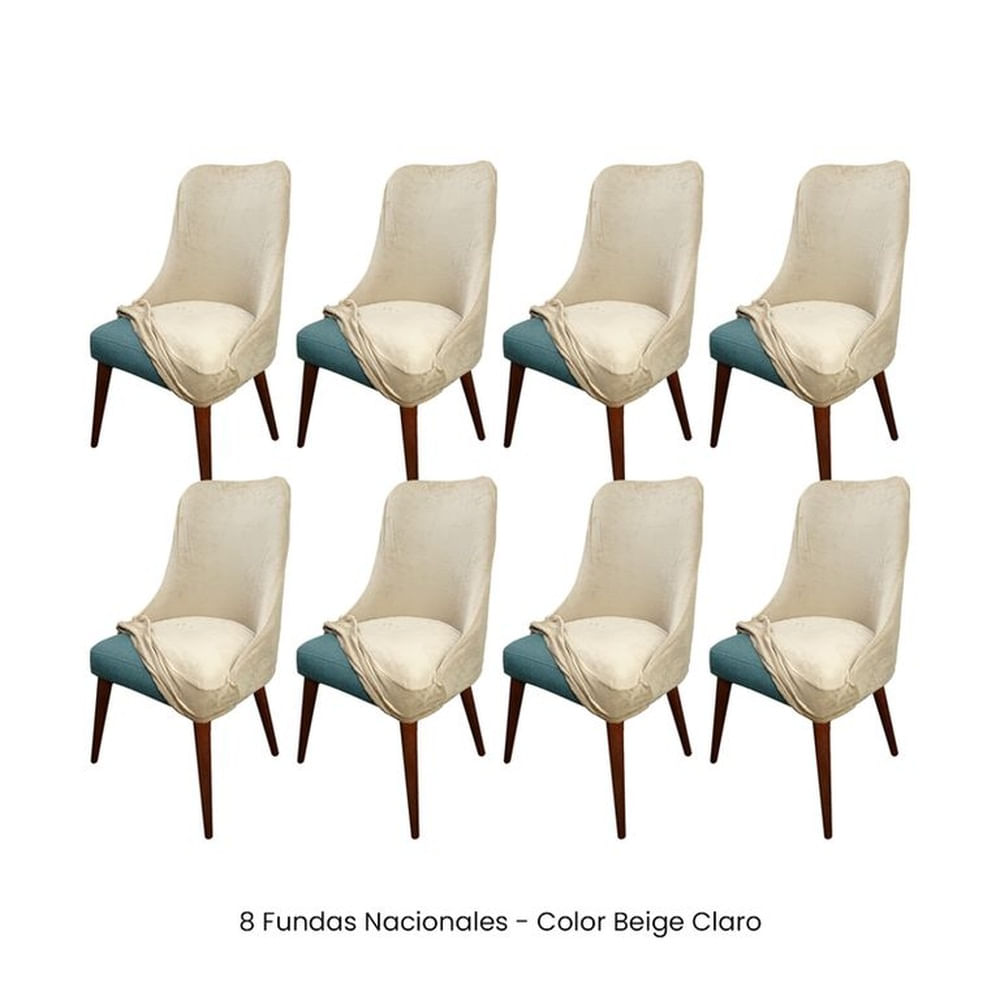 8 Fundas Nacionales de Terciopelo para Silla Brazo - Beige Claro